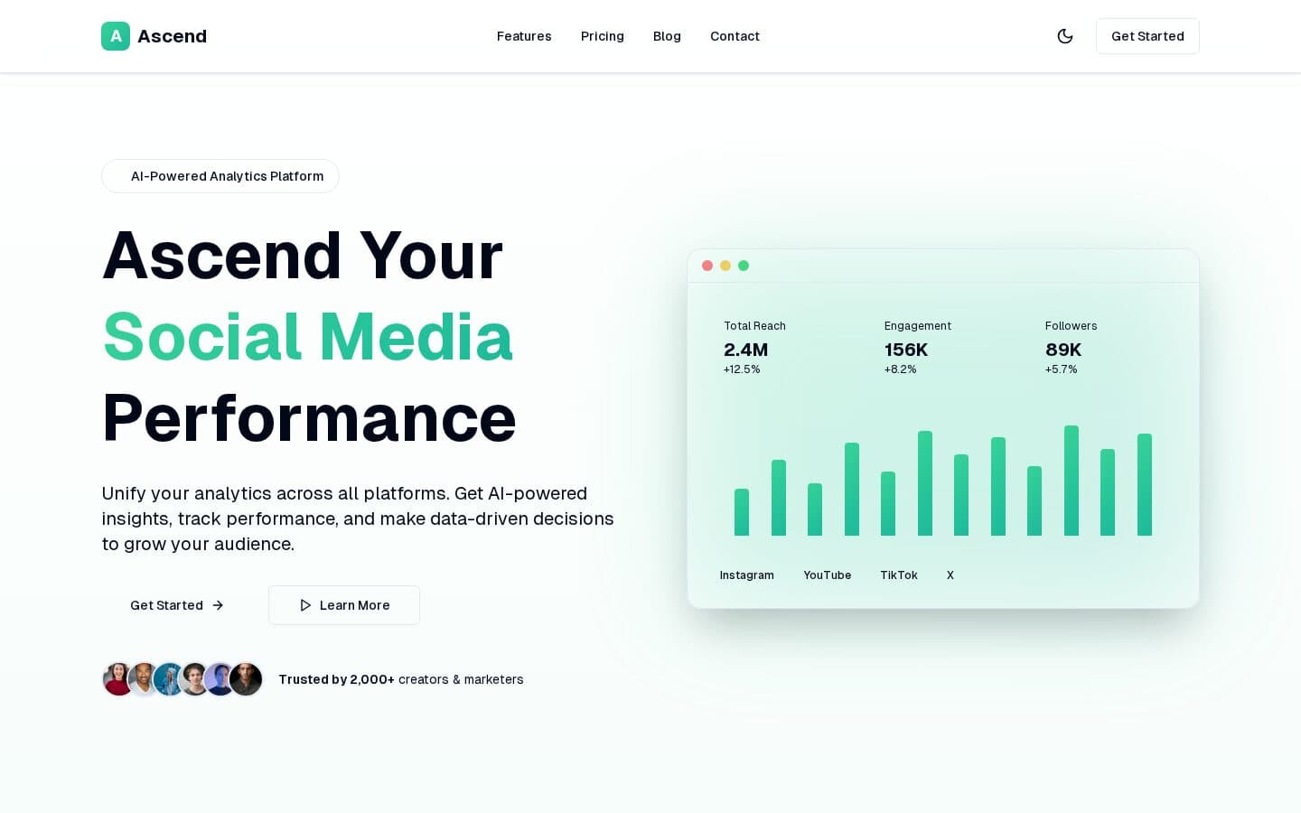 Analytics dashboard interface from the Ascend project