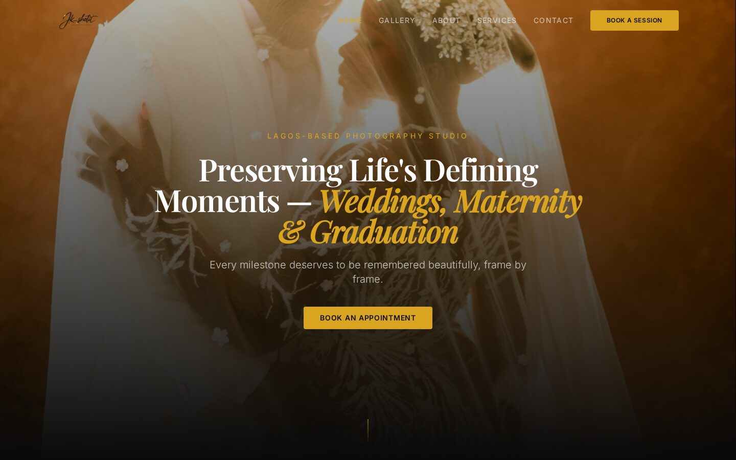 JK Shotit Photography website hero with portrait photography